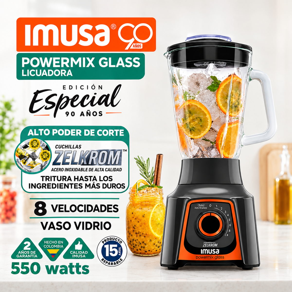 LIcuadora Imusa Powermix glass